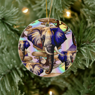 Afrikanisches Elephant Surreal Portrait Keramik Ornament