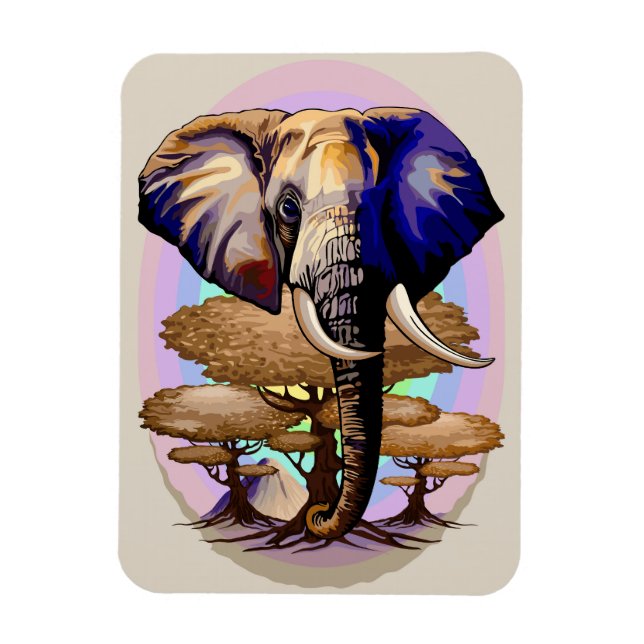 Afrikanisches Elephant Surreal Portrait Magnet (Vertikal)