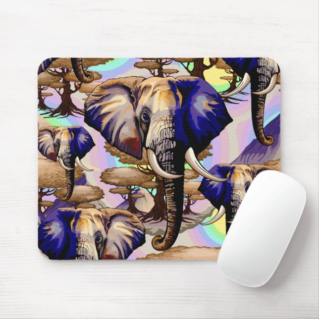 Afrikanisches Elephant Surreal Portrait Mousepad (Mit Mouse)