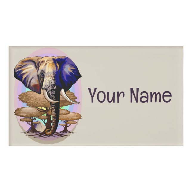 Afrikanisches Elephant Surreal Portrait Namenschild (Vorderseite)