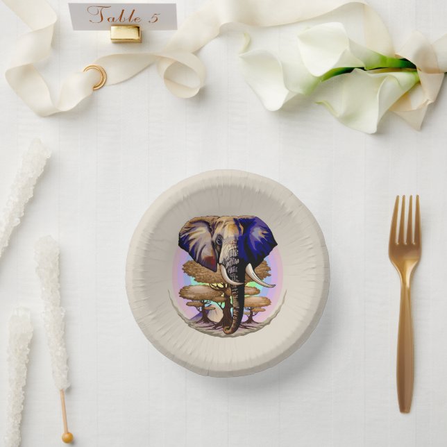 Afrikanisches Elephant Surreal Portrait Pappteller (Hochzeit)