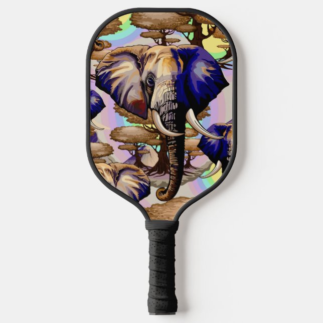 Afrikanisches Elephant Surreal Portrait Pickleball Schläger (Vorderseite)