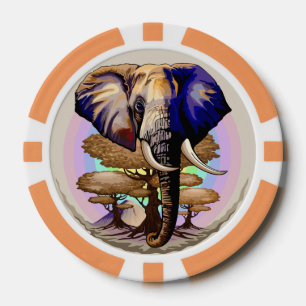 Afrikanisches Elephant Surreal Portrait Pokerchips