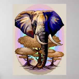 Afrikanisches Elephant Surreal Portrait Poster