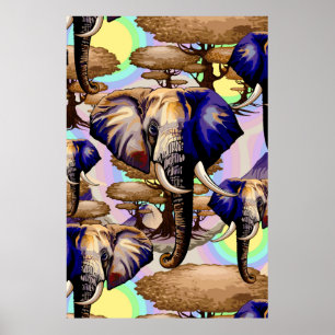 Afrikanisches Elephant Surreal Portrait Poster