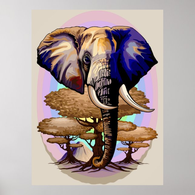 Afrikanisches Elephant Surreal Portrait Poster (Vorne)
