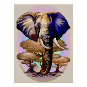 Afrikanisches Elephant Surreal Portrait Poster