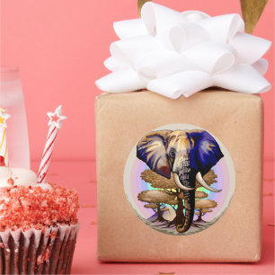 Afrikanisches Elephant Surreal Portrait Runder Aufkleber