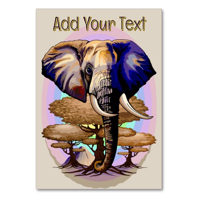 Afrikanisches Elephant Surreal Portrait Tischnummer (Vorderseite)
