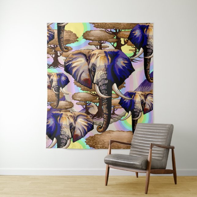 Afrikanisches Elephant Surreal Portrait Wandteppich (Beispiel)