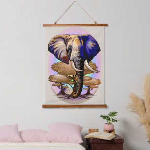 Afrikanisches Elephant Surreal Portrait Wandteppich Mit Holzrahmen