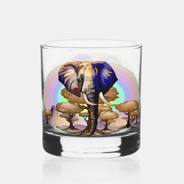Afrikanisches Elephant Surreal Portrait Whiskyglas (Vorderseite)