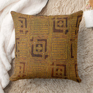 Afrikanisches Erbe • Beige und brauner Kuba-Stoff Kissen