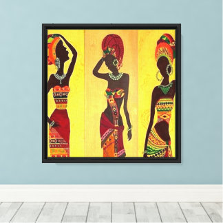 Afrikanisches Erbe-Triptychon: Elegante Stammesfra Leinwanddruck