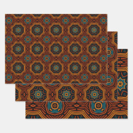 Afrikanisches Ethnisch Inspiriertes Muster Nr. 3 Geschenkpapier Set