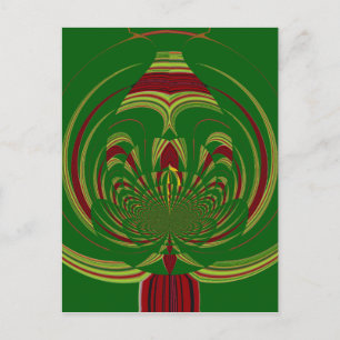 Afrikanisches ethnisches grünes Blumenmusterdesign Postkarte
