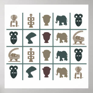afrikanisches farbenfrohes Symbolmuster Poster
