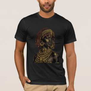 Afrikanisches Frau Goldenes Porträt T-Shirt - Kult