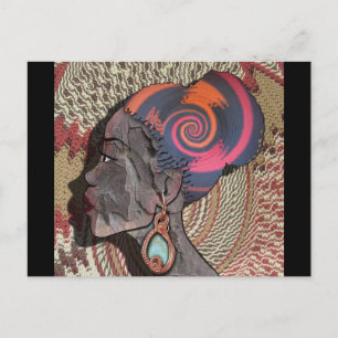 Afrikanisches Frauenprofil auf einem gewebten Korb Postkarte