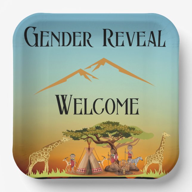 afrikanisches Gender-Offenlegungskarte Pappteller (Vorderseite)