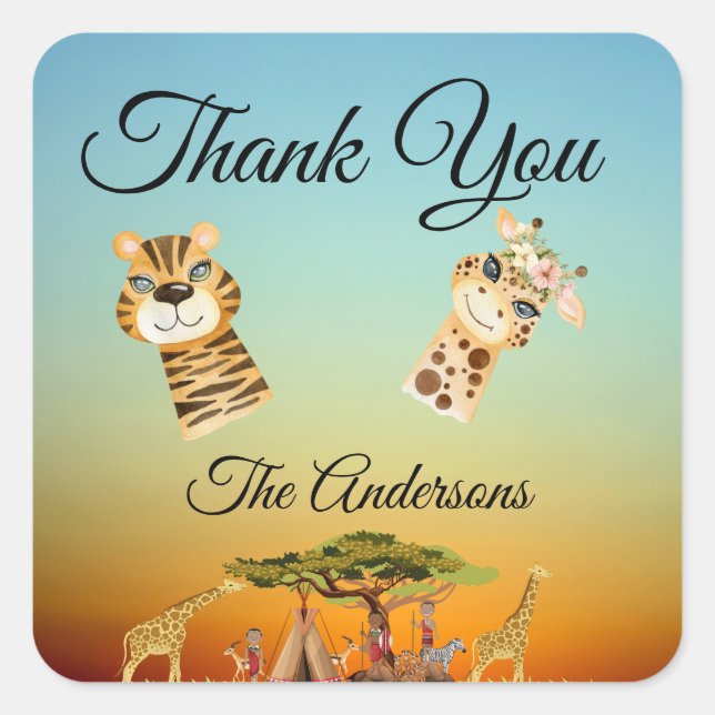 afrikanisches Gender-Offenlegungskarte Quadratischer Aufkleber (Vorderseite)