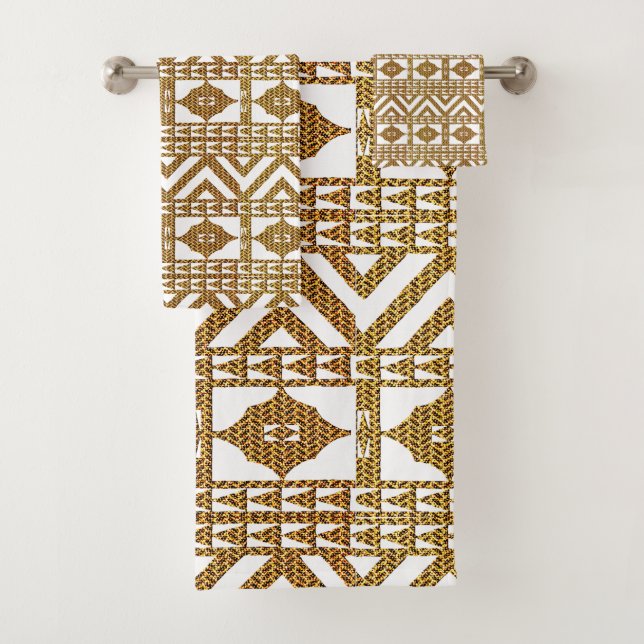 Afrikanisches geometrisches Motif Badhandtuch Set (Insitu)