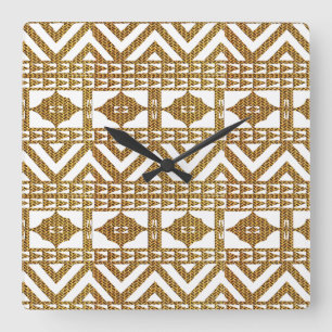 Afrikanisches geometrisches Motif-Muster Quadratische Wanduhr