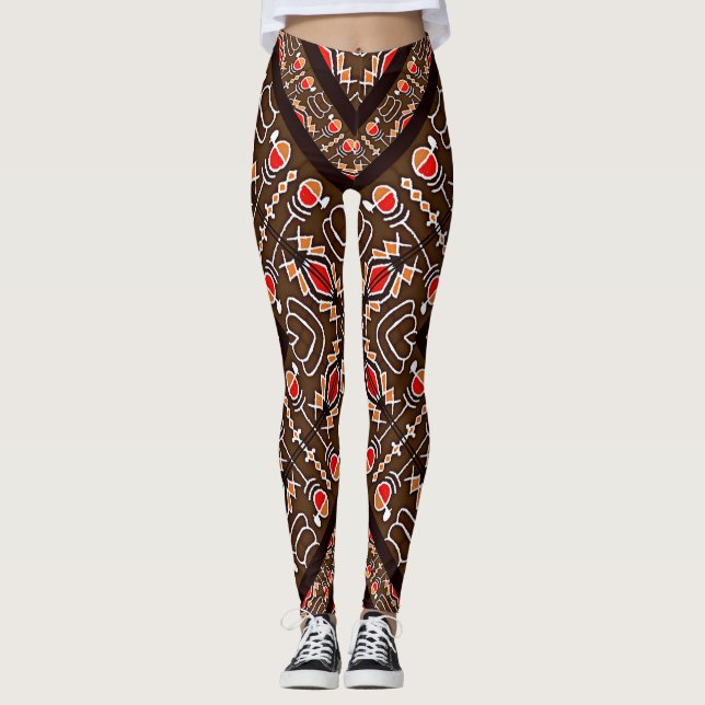 Afrikanisches geometrisches Muster Leggings (Vorderseite)