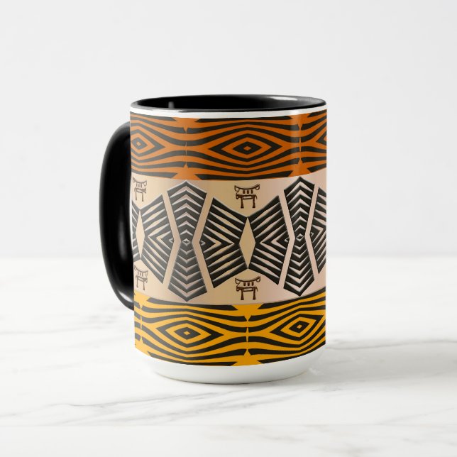 afrikanisches geometrisches Muster Tasse (Vorderseite Links)
