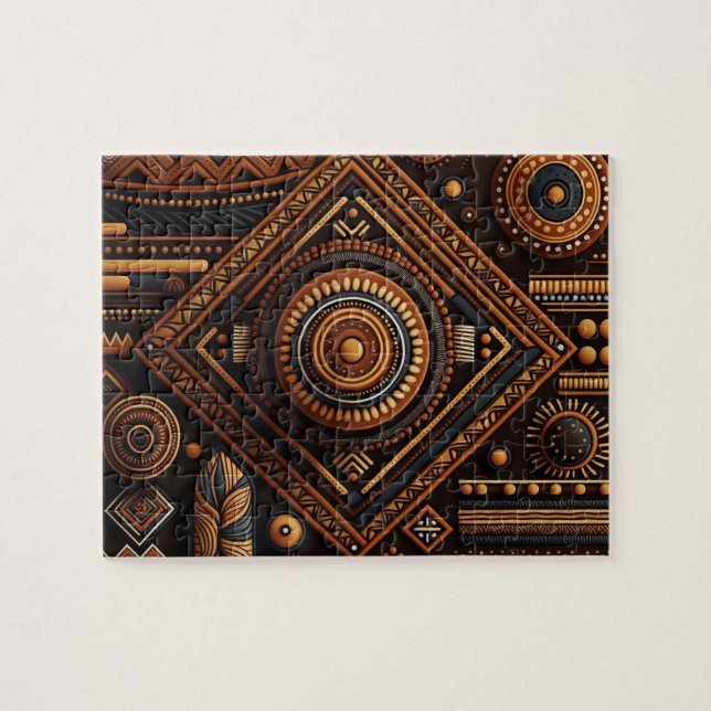 Afrikanisches geometrisches, traditionelles Muster Puzzle (Horizontal)