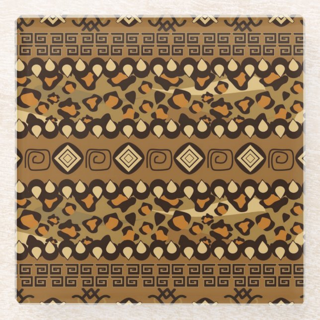 Afrikanisches Gepardhautmuster 2 Glasuntersetzer (Vorderseite)