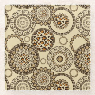 Afrikanisches Gepardhautmuster 3 Glasuntersetzer