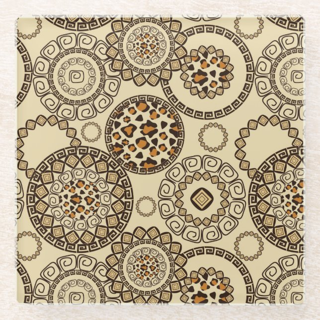 Afrikanisches Gepardhautmuster 3 Glasuntersetzer (Vorderseite)