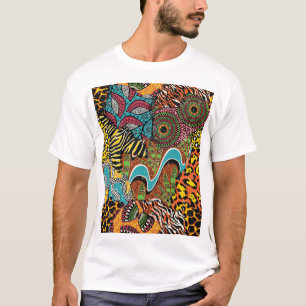 Afrikanisches Gewebe: Wildtierpatchwork. T-Shirt