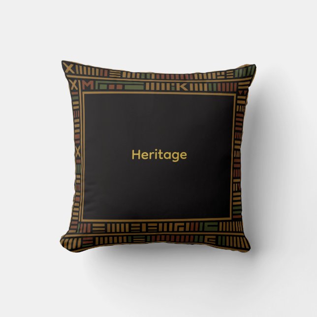 Afrikanisches Gold Kente Pattern Throw Kissen (Vorderseite)