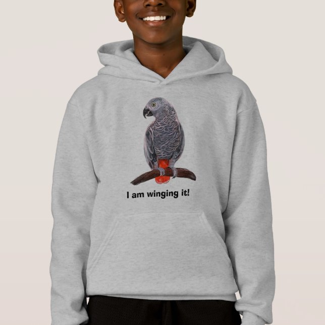 Afrikanisches Grau Hoodie (Vorderseite)