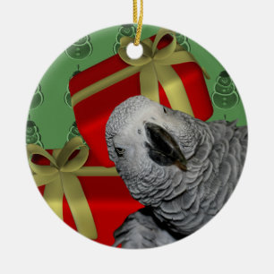 Afrikanisches Grau-Papageien-Weihnachten Keramik Ornament