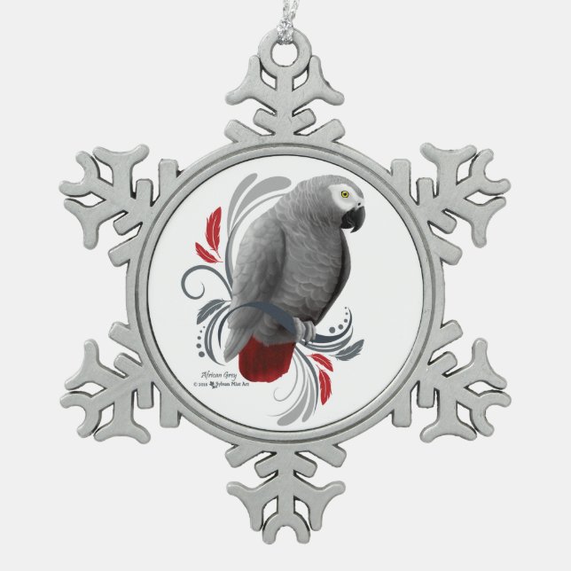Afrikanisches Grau Schneeflocken Zinn-Ornament (Vorderseite)