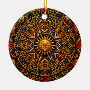 Afrikanisches heiliges Geometrie-Mandala — Kente N Keramik Ornament