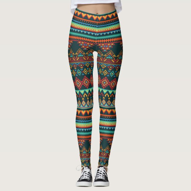 Afrikanisches inspiriertes geometrisches Muster Leggings (Vorderseite)