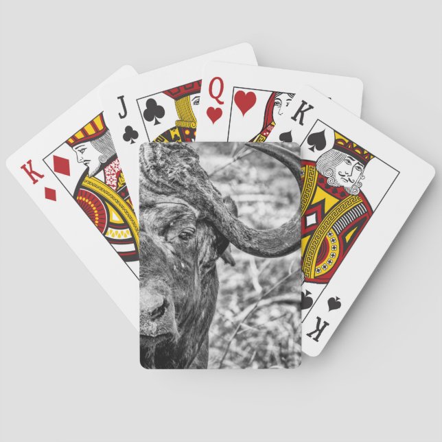 Afrikanisches Kap-Büffel-Porträt-Spielkarten Spielkarten (Rückseite)