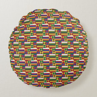 Afrikanisches Kente-Erbe-Grafik - Farbige Stammesm Rundes Kissen