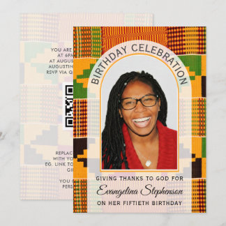 Afrikanisches Kente-Foto 50. GEBURTSTAG FEIER Einladung