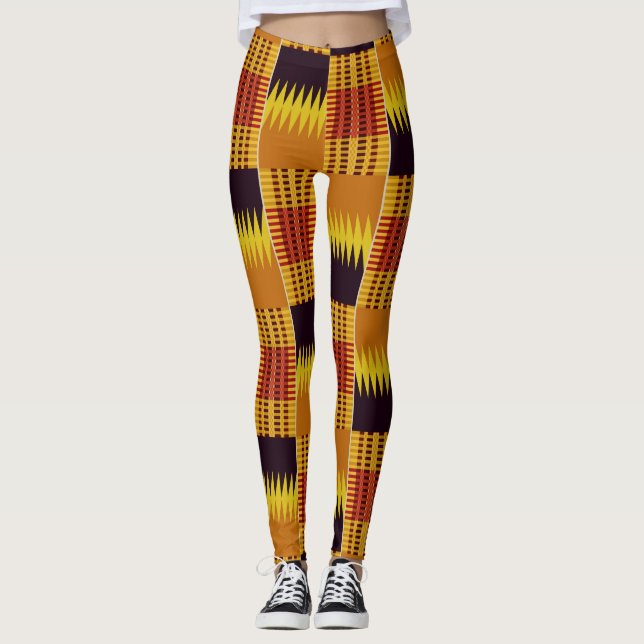 afrikanisches Kente Pattern Ceremonial Textil Leggings (Vorderseite)