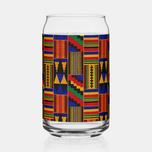 Afrikanisches Kente-Stoffmuster im Stil Dosenglas (Vorderseite)