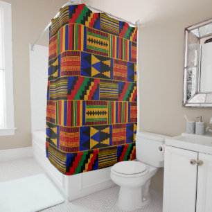Afrikanisches Kente-Stoffmuster im traditionellen Duschvorhang