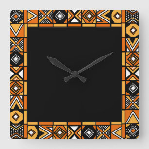 afrikanisches Kunstmuster Quadratische Wanduhr