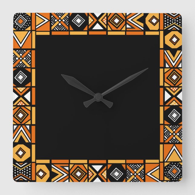 afrikanisches Kunstmuster Quadratische Wanduhr (Vorderseite)