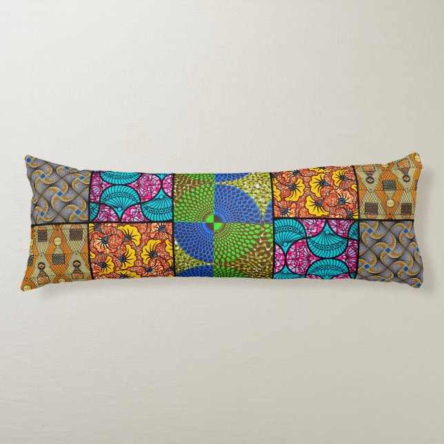 Afrikanisches Long-Wax-Kissen Seitenschläferkissen (Vorderseite)