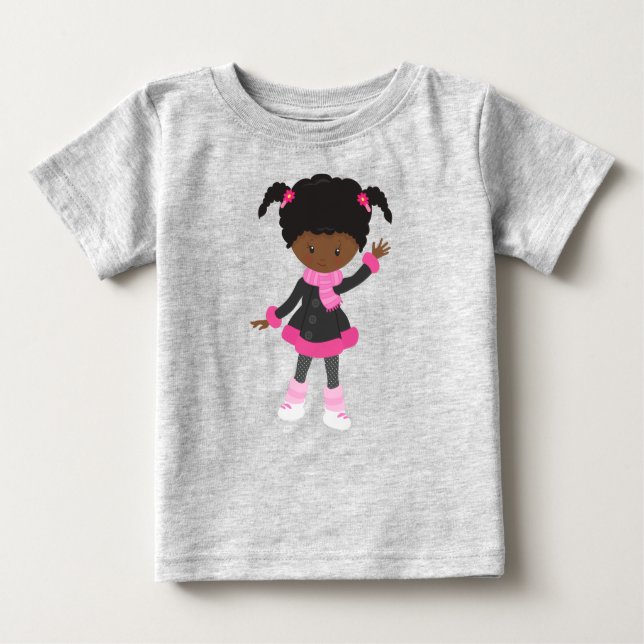Afrikanisches Mädchen, Ice Skaten Girl, Niedlich G Baby T-shirt (Vorderseite)
